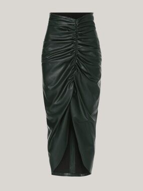 Veronica Beard Vegan Leather Green Skirt